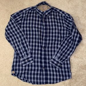 Men’s Lightweight Blue Plaid Button Down Dress Shirt Size Small